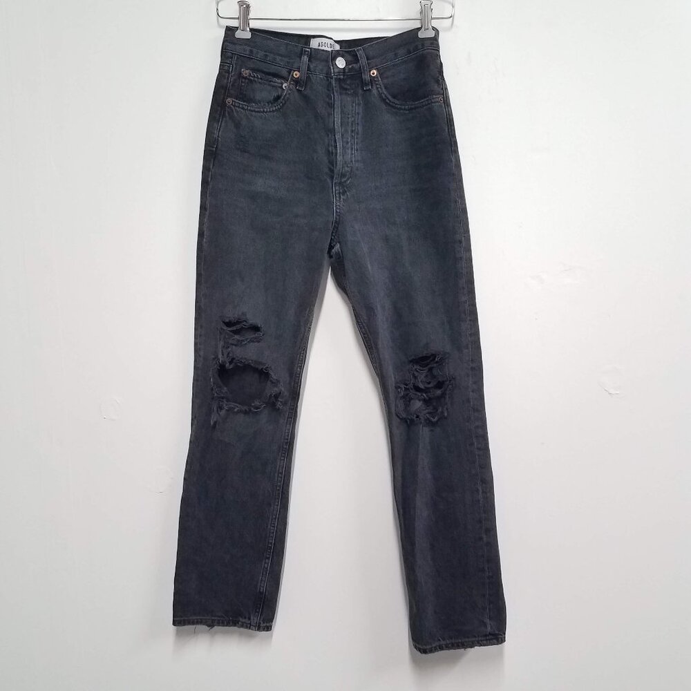 Agolde Jeans Womens 23 Black 90s Distressed 100% Cotton Button Fly A069C-1157
